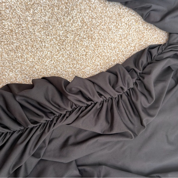 Black XL Ruched Cutout Bodycon Mini Dress Long Sleeve Club Party - Picture 3 of 6